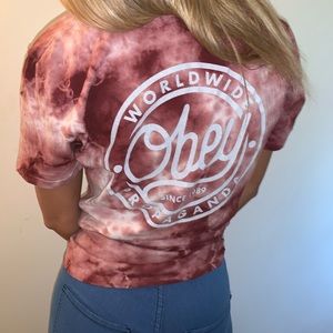 Obey tie dyed pink tshirt. Super soft!!